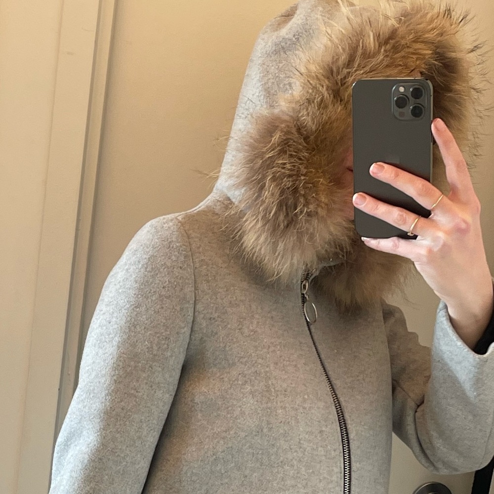 Maje Wool Coat - Grey View 4